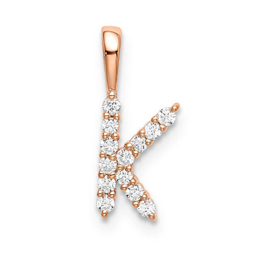 Image of 14K Rose Gold Small Initial K Diamond Pendant