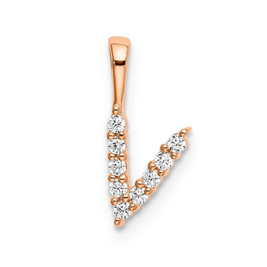 Image of 14K Rose Gold Small Initial V Diamond Pendant