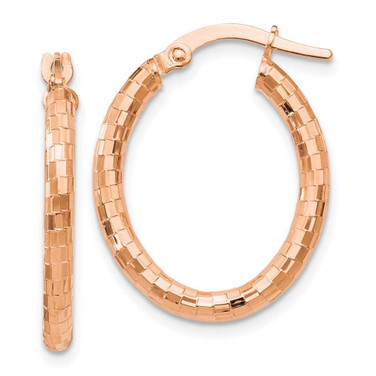 Image of 23mm 14k Rose Gold Textured Oval Hoop Earrings