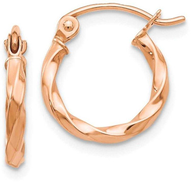 Image of 12mm 14k Rose Gold Twisted Hoop Earrings TF606
