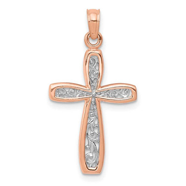 Image of 14K Rose Gold w/ White Rhodium Filigree Center Border Pendant