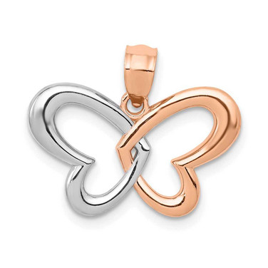 Image of 14k Rose Gold with Rhodium Plated Butterfly Pendant