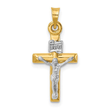 Image of 14k Two-tone Gold Hollow Crucifix Pendant XR1844