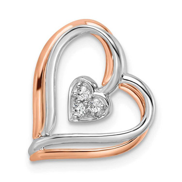 Image of 14K Two-tone Gold Lab Grown Diamond SI1/SI2, G H I, Double Frame Heart Pendant