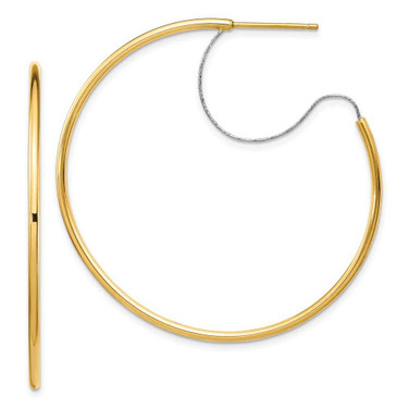 Image of 43.9mm 14k Two-tone Gold Large 2x45mm Shiny-Cut Wire Polished Hoop Earrings Image of 43.9mm 14k Two-tone Gold Large 2x45mm Shiny-Cut Wire Polished Hoop Earrings