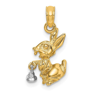 Image of 14k Two-tone Gold Moveable 3-D Bunny Rabbit Pendant