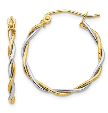 Image of 19mm 14k Two-tone Gold Polished 1.8mm Twisted Hoop Earrings TC152