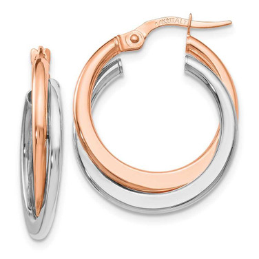 Image of 23mm 14k Two-tone Gold Polished Hinged Double Hoop Earrings