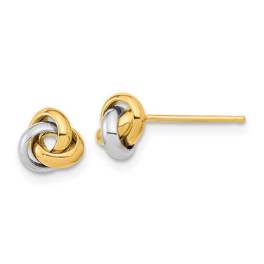 Image of 7mm 14k Two-tone Gold Polished Love Knot Stud Post Earrings TL1047TT