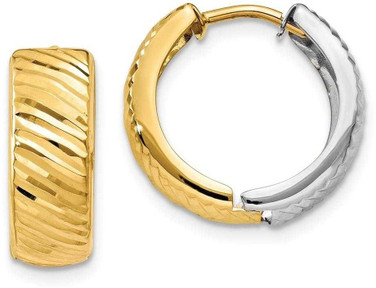 Image of 14mm 14k Two-tone Gold Textured Hoop Earrings TL556
