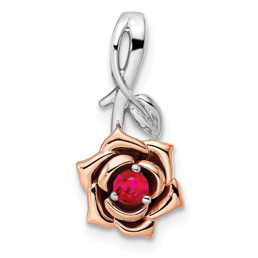 Image of 14K Two-tone Gold White & Rose Ruby Flower Pendant