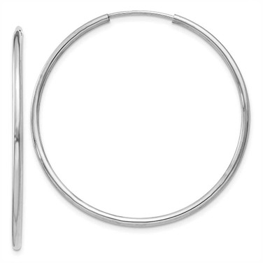 Image of 37mm 14k White Gold 1.5mm Polished Endless Hoop Earrings XY1187