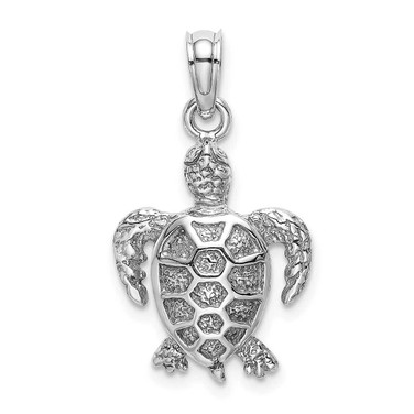 Image of 14k White Gold 2-D Sea Turtle Pendant