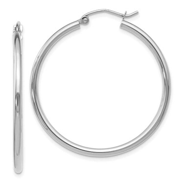 Image of 35mm 14K White Gold 2mm Hoop Earrings