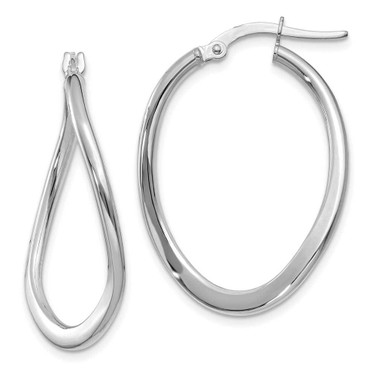 Image of 19mm 14k White Gold 2mm Tapered Twist Hoop Earrings