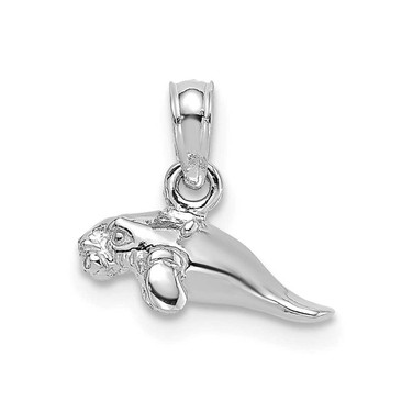 Image of 14k White Gold 3-D Polished Mini Manatee Pendant