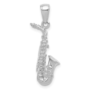 Image of 14k White Gold 3-D Saxophone Pendant