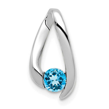 Image of 14K White Gold 4mm Blue Topaz Pendant