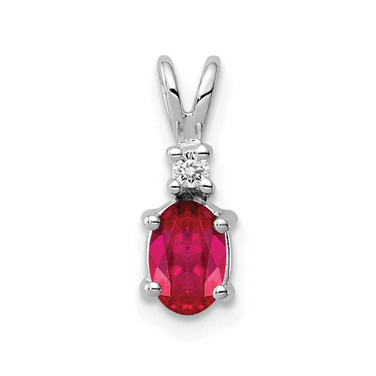 Image of 14K White Gold 6x4mm Oval Ruby A Diamond Pendant