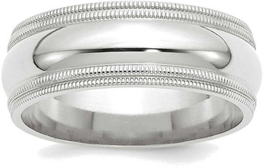 Image of 14K White Gold 8mm Double Milgrain Comfort Fit Band Ring