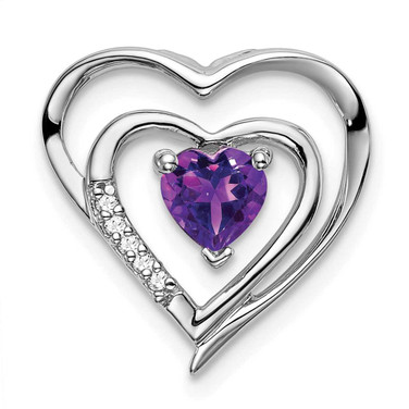 Image of 14k White Gold Amethyst and Diamond Heart Pendant PM7016-AM-002-WA