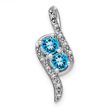 Image of 14K White Gold Blue Topaz & Diamond Chain Slide Pendant PM7041-BT-005-WA