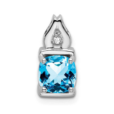 Image of 14K White Gold Blue Topaz & Diamond Pendant PM7054-BT-001-WA