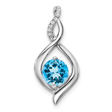 Image of 14K White Gold Blue Topaz & Diamond Pendant PM7057-BT-004-WA