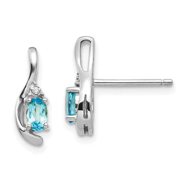 Image of 14mm 14k White Gold Blue Topaz Diamond Earrings XBS398