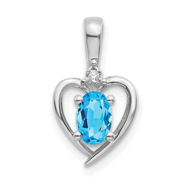 Image of 14k White Gold Blue Topaz Diamond Pendant XBS475 Image of 14k White Gold Blue Topaz Diamond Pendant XBS475