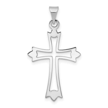 Image of 14K White Gold Budded Cross Pendant XR469