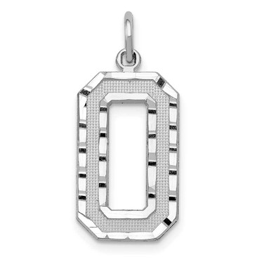 Image of 14K White Gold Casted Large Shiny-Cut Number 0 Pendant