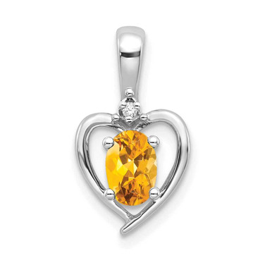 Image of 14k White Gold Citrine Diamond Pendant XBS474