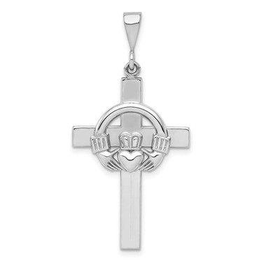 Image of 14K White Gold Claddagh Cross Pendant