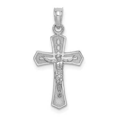 Image of 14k White Gold Crucifix w/ Beveled Edges Pendant