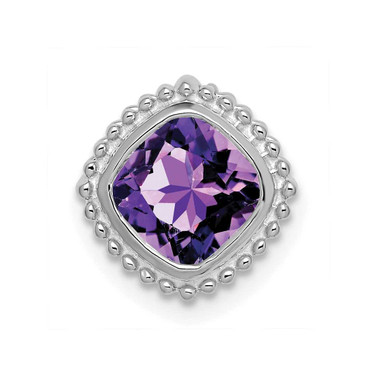 Image of 14K White Gold Cushion Amethyst Chain Slide Pendant