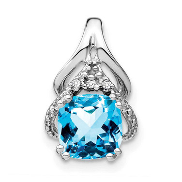 Image of 14K White Gold Cushion Blue Topaz & Diamond Pendant PM7061-BT-001-WA