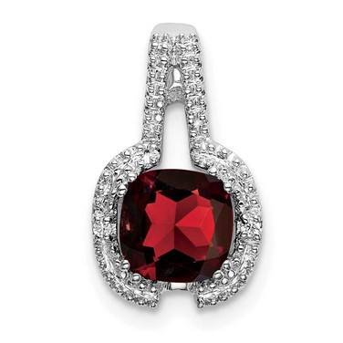 Image of 14K White Gold Cushion Garnet & Diamond Pendant PM7060-GA-001-WA