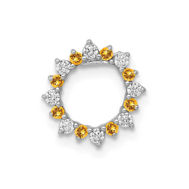 Image of 14K White Gold Diamond & .08ctw Citrine Fancy Circle Chain Slide Pendant