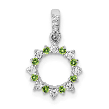 Image of 14K White Gold Diamond & .08ctw Peridot Fancy Circle Pendant