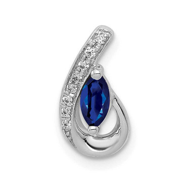 Image of 14K White Gold Diamond & .28ctw Sapphire Teardrop Slide Pendant Image of 14K White Gold Diamond & .28ctw Sapphire Teardrop Slide Pendant