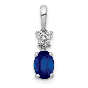 Image of 14K White Gold Diamond & .82ctw Oval Sapphire Pendant