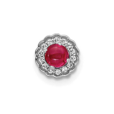 Image of 14K White Gold Diamond & Cabochon .38ctw Ruby Chain Slide Pendant Image of 14K White Gold Diamond & Cabochon .38ctw Ruby Chain Slide Pendant