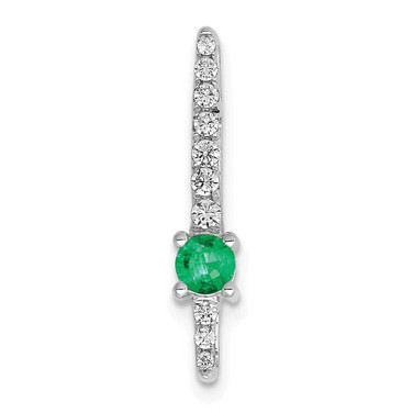 Image of 14K White Gold Diamond & Emerald Fancy Chain Slide Pendant PM3876-EM-033-WA