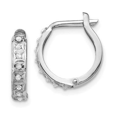 Image of 13mm 14K White Gold Diamond Fascination Round Hinged Hoop Earrings DF169