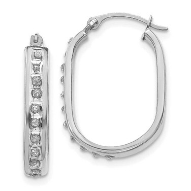 Image of 21mm 14K White Gold Diamond Fascination Squared Hinged Hoop Earrings DF131
