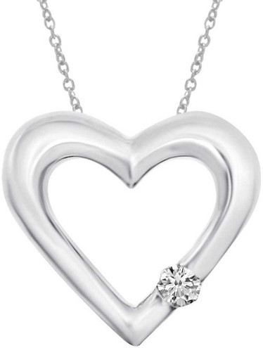 Image of 14K White Gold Diamond Heart Pendant (Chain NOT included) (CM-P7283W)