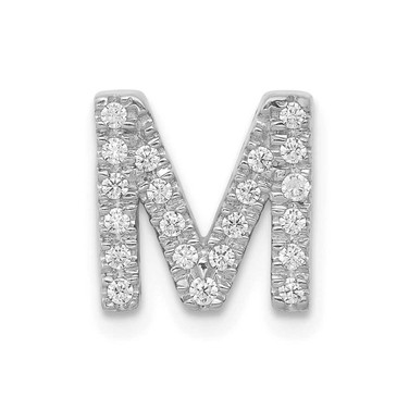 Image of 14K White Gold Diamond Initial M Pendant