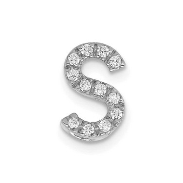 Image of 14K White Gold Diamond Initial S Pendant