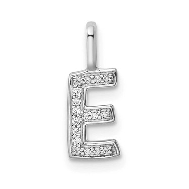 Image of 14K White Gold Diamond Letter E Initial Pendant PM8367E-006-WA